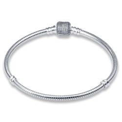 QIKAOLA Armband für Frauen 925 Sterling Silber Schlange Kette Armband mit Herz Verschluss Armband Passt für Pandora Charm Beads Schmuck Armbänder für Mädchen von QIKAOLA