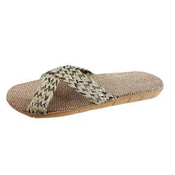 QINQNC Damen Atmungsaktive Beach Gastepantoffeln Womens Schuhe Hausschuhe Gefaltet Flip Sommer Lässige Damen Böhmische Mode Flache Strass Flops Damenhausschuh Women's Gummi Slippers (Grey, 37-38) von QINQNC