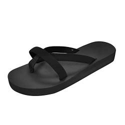 QINQNC Damen Memory Foam Wassersandalen Damen Soft Frauen Schuhe Mode Hausschuhe Flache Offene Spitze Pailletten Hausschuhe Lässige Mode Sandalen Badezimmer Hausschuhe Womens Flache (Black, 38) von QINQNC