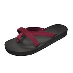 QINQNC Damen Memory Foam Wassersandalen Damen Soft Frauen Schuhe Mode Hausschuhe Flache Offene Spitze Pailletten Hausschuhe Lässige Mode Sandalen Badezimmer Hausschuhe Womens Flache (Red, 37) von QINQNC