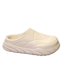 QINQNC Damen Memory Foam Wollpantoffeln Damen Weiche [Warmes Upgrade] Warme Hausschuhe für Damen, weich und bequem, wärmen Ihre Füße im Winter. Frauen Weiche Pantoffel Damen Leinen Breite (White, 40) von QINQNC