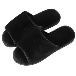 QINQNC Damen Mit Filzsohle Winter Hauspantoffeln Women's Hausschuhe für Männer und Frauen, rutschfeste Hausschuhe aus Baumwollleinen für drinnen und draußen, Womens Soft Slipper Frauen (Black, 38) von QINQNC