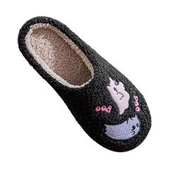 QINQNC Damen Plusch Slipper Frauen Streifen Besucherhaus Halloween Hausschuhe Für Frauen Männer Nette Bequeme Schlafzimmer Hausschuhe Frauen Fuzzy Pantoffel Frauen Gemütliche (Black, 40) von QINQNC