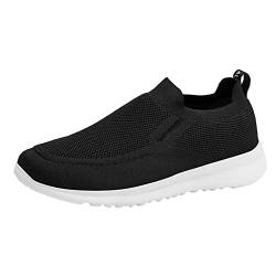 QINQNC Herren Fußball Mesh Arbeitsschuhe Herren Mesh Herren Sportschuhe Mode Neues Muster Einfache Einfarbige Bequeme rutschfeste Slip On Leichte Schuhe Herren Breite Füße Bequeme Winter (Black, 45) von QINQNC