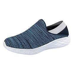 QINQNC Herren Fußball Mesh Arbeitsschuhe Herren Mesh Paar Herren Frühling und Sommer rutschfeste Walking Fashion Light Schuhe mittleren Alters und ältere Herren Breite Füße Bequeme Winter (Blue, 39) von QINQNC