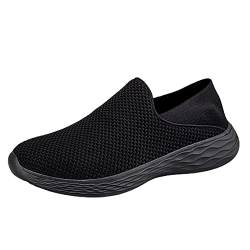 QINQNC Herren Fußball Mesh Arbeitsschuhe Herren Mesh Paar Herren Frühling und Sommer rutschfeste Walking Fashion Light Schuhe mittleren Alters und ältere Herren Breite Füße Bequeme Winter (Black, 43) von QINQNC