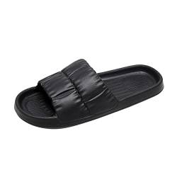 QINQNC Herren Fuzzy Orthopadische Schlappen Herren Mode Paare Männer Duschraum Zuhause rutschfeste atmungsaktive weiche Sohle Schuhe Hausschuhe Bequeme Schuhe Manner Cozy Hausschuhe Men (Black, 43) von QINQNC