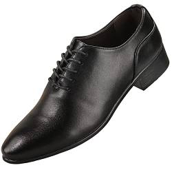 QINQNC Herren Leather Schuhe Herren Velour Elegant Herren Frühjahr und koreanische Ausgabe einfarbige Spitze Business-Lederschuhe zum Schnüren Herren Schnürschuh Schicke Echtleder (Black, 40) von QINQNC