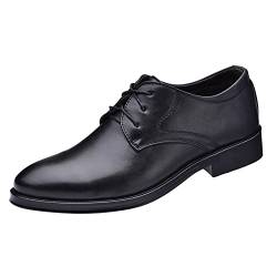 QINQNC Herren Leichte Kurzschaft Stiefel Manner Freizeit Atmungsaktive bequeme Business-Schnürschuhe für die Arbeit, Freizeit, einfarbige Lederschuhe für Herren Male Matt Lackschuhe Herren (Black, 44) von QINQNC