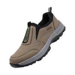 QINQNC Herren Plateau Trainers Manner wasserdichte Modische Herren-Sportschuhe für Frühjahr und, Flache Unterseite, leichtes, atmungsaktives Mesh, zum Mens Flache Schnürschuhe Mens (Khaki, 47) von QINQNC