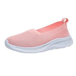 QINQNC Herren Slip In Handballschuhe Manner Blau Große Damenschuhe, atmungsaktive, Bequeme Mesh-Freizeit-Sportschuhe, zum Hineinschlüpfen aus fliegendem Stoff Mens Summer Running (Pink, 43) von QINQNC