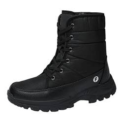 QINQNC Herren Wandern Arbeitsschuhe Herren Motorrad Herren Stiefeletten Schnürstiefeletten High Top Schneestiefel Baumwollschuhe Men's Winter Springerstiefel Herren Kurz (Black, 42) von QINQNC