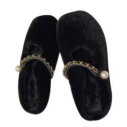 QINQNC Herren Weiche Slippers Herren Bequeme [Warmes Upgrade] Warme Hausschuhe für Damen, weich und bequem, wärmen Ihre Füße im Winter. Manner Breite Hausschuhe Herren Thermal Weiche (Black, 39) von QINQNC