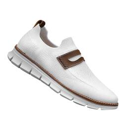 QINQNC Herren Winter Espadrilles Mens Low Top Athletic Paar Herren Frühling und rutschfeste Wanderschuhe Mode leichte Schuhe für mittlere und ältere Menschen Men Atmungsaktive Tuenschuhe (White, 45) von QINQNC