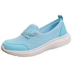 QINQNC Madchen Summer Schicke Turnschuhe Men's Hohe Bequeme orthopädische Wanderschuhe für Damen 2024 orthopädische, atmungsaktive Slip-On-Schuhe mit Damen Spitze Sneaker Mens Grune (Blue, 38) von QINQNC