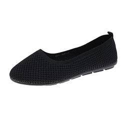 QINQNC Madchen Summer Schicke Turnschuhe Men's Hohe Mode Frühling und Damen Freizeitschuhe einfarbig Flacher Boden runde Zehe leicht fliegend gewebtes Mesh Men's Rote Mokassins Men's Weiß (Black, 42) von QINQNC