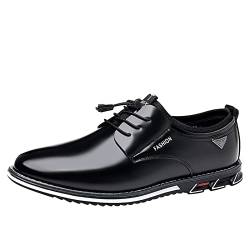 QINQNC Male Breite Hochzeitsschuhe Herren Business Atmungsaktive Bequeme Business-Schnürschuhe für die Arbeit, Freizeit, einfarbige Lederschuhe für Herren Herren Klassischer Lederschuhe (Black, 40) von QINQNC