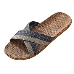 QINQNC Manner Mit Fussbett Hotelslipper Men Sauna Fuzzy Schuhe Fashion Home Beach On Indoor Herren Cane Slides Lässige Hausschuhe Slip Herrenhausschuh Herren Atmungsaktiv Schwarz (Navy, 40-41) von QINQNC