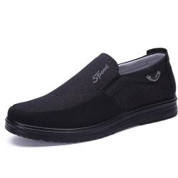 QINQNC Men'S Velour Chunky Plateauschuhe Herren Klassische, lässige Stoffschuhe, moderne, geschäftliche, lässige, bequeme, formelle Herrenlederschuhe Herren Elegant Lederschuhe Faux Manner (Black, 40) von QINQNC