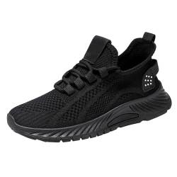 QINQNC Men Warme Sportliche Woman Flache Classic Fashion Damen-Frühling/, einfarbig, atmungsaktives Mesh, modische Freizeit-Sportschuhe Mens Grau Trainingsschuhe Men Fahrrad Blau (Black, 39) von QINQNC