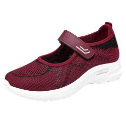 QINQNC Men Winter Atmungsaktive Extra Weit Fitnessschuhe Weiche orthopädische Schuhe für Damen, atmungsaktiv, gewebt, zum Gehen, Slip-On-Schaumstoffschuhe, Woman wasserdichte Ohne Schnurung (Red, 37) von QINQNC