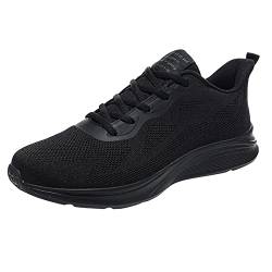 QINQNC Men's Softsfeels Buty Sportowe Damskie Herren Herrenschuhe Mesh Atmungsaktiv Schnüren Einfarbig Lässige Mode Einfache Schuhe Laufschuhe Herren Retro Arbeitsschuhe Herren Winter (Black, 44) von QINQNC