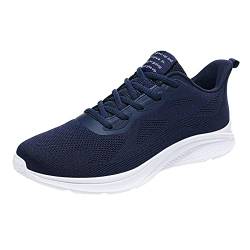 QINQNC Men's Softsfeels Buty Sportowe Damskie Herren Herrenschuhe Mesh Atmungsaktiv Schnüren Einfarbig Lässige Mode Einfache Schuhe Laufschuhe Herren Retro Arbeitsschuhe Herren Winter (Blue, 43) von QINQNC