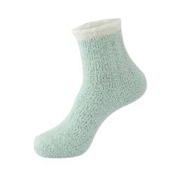 QINQNC Socken Winter Socken Damen Herrensocken 𝖪uschel Flauschige Socken für Damen, gemütliche Winter-Hausschuhe, warme Fleece-Socken, weiche, dicke, bequeme Socken Herren Socken 43 (Green, One Size) von QINQNC