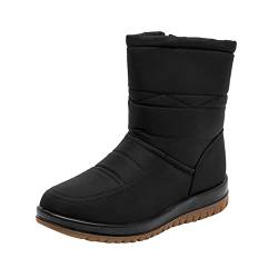 QINQNC Unisex Schneestiefel Winterstiefel Snow Boots Damen Schuhe Kältebeständige Schneestiefel Wolle Warme Schneestiefel Freizeitschuhe Mode Skischuhe mit Women Winterstiefel Wasserdicht (Black, 38) von QINQNC