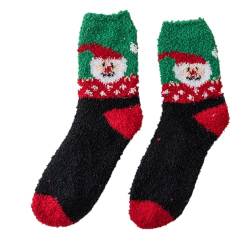 QINQNC Wollsocken Strümpfe Herren Warm Socks Damen Lady Senior Plush Sleeping Socks Home Coral Velvet Socks Christmas Socks Wintersocken Damen Dicke Socken Herren Bunte (Black, 18-40) von QINQNC