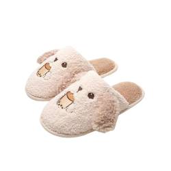 QINQNC Women's Leinen Hausschuhe Frauen Gemütliche Warme Hausschuhe, weich und bequem, halten Ihre Füße im Winter warm. Women's Flauschig Plusch Atmungsaktiv Slippers (White, 39) von QINQNC