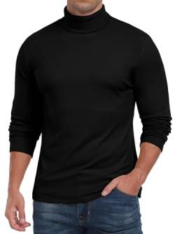 QIXING Herren Thermo Unterhemd Langarm Rollkragen Funktionsshirt Winter Warm Thermounterwäsche Oberteil (Schwarz, XL) von QIXING