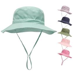 QIYIENDIAN Baby Sonnenhut breite Krempe Strandhüte Eimer Hut für Säugling Kleinkind und Kinder UPF 50+(Bluish Green,2-6 Years) von QIYIENDIAN