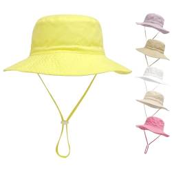 QIYIENDIAN Baby Sonnenhut breite Krempe Strandhüte Eimer Hut für Säugling Kleinkind und Kinder UPF 50+(Yellow,2-6 Years) von QIYIENDIAN