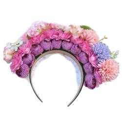 QIYUDUOLA Brautgirlanden, Blumen, Hochzeit, Blume, Stirnband, Strandkranz, Haarband, Haarschmuck, Kopfreif, Requisiten für Frauen von QIYUDUOLA