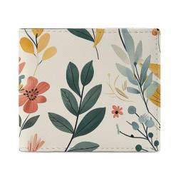 QLPTM Senfgelbe Blumen Leder Geldbörsen für Damen Herren Slim Wallet Kartenhalter Kreditkartenetui Kleine Bifold Wallet Senfgelbe Blumen Einheitsgröße Casual, Senfgelbe Blumen, Einheitsgröße, Casual von QLPTM