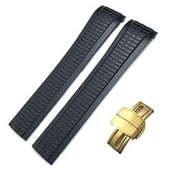 QPDRNC 21 mm buntes fluoröses Gummi-Uhrenarmband für Patek 5164A 5167A Aquanaut Philippe-Serie, Schmetterlingsschnalle, Silikon-Uhrenarmband für Mann und Frau (Farbe: Schwarz, Größe: goldene Schnalle) von QPDRNC