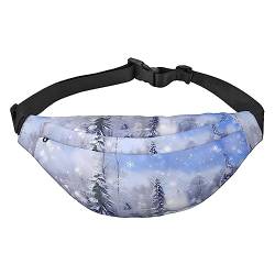 Winter Landschaft Fanny Pack für Damen Herren Hüfttasche Verstellbarer Gürtel Casual Brusttasche Bauchtaschen für Reisen Wandern Hüfttaschen, Schwarz , Einheitsgröße von QQLADY