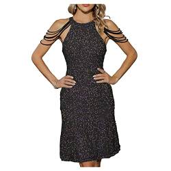 QREXVOG Frauen Formelle Kleider Halfter Neck Quaste Paillettenkleid Abendkleid Cocktailkleid von QREXVOG