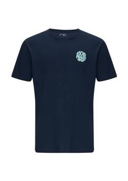 QS Herren 2146165 T-Shirt mit Brust-u. Rückenprint, blau 58D0, L von QS