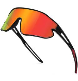 QTYQWC Kinder-Sonnenbrille, Baseball-Sonnenbrille, polarisiert, Sport, Radfahren, Schatten für Jungen und Mädchen, leichter Rahmen, schwarz / rot von QTYQWC