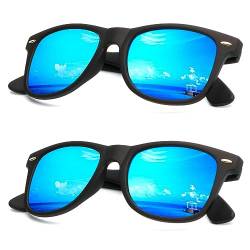 QTYQWC Polarisierte Sonnenbrille für Herren und Damen, Unisex, zum Autofahren, UV-Schutz, C03 - (2er-Pack) Blau, multicolored von QTYQWC