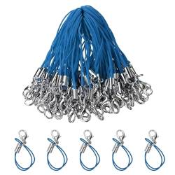 QUARKZMAN 100 Stück Verschlusskordel Verschlussband Lanyard Charm Kurze Fingerseil mit Karabinerverschluss für Handyhüllen Schlüsselanhänger DIY Schmuckherstellung, Blau von QUARKZMAN