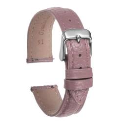 QUARKZMAN Echtes Lederuhrenarmband 16mm Flaches Schnellwechsel-Rindsleder-Uhrenarmband Elegantes Damen- und Herren-Uhrenarmband mit Edelstahlschnalle für klassische Smartwatch, Pink von QUARKZMAN