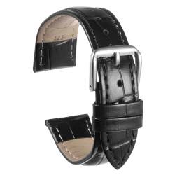 QUARKZMAN Leder Uhrenarmband 19mm Geprägtes Muster Rindsleder Uhrenarmband Ersatz mit Federstegen für Männer und Frauen, Schwarz von QUARKZMAN