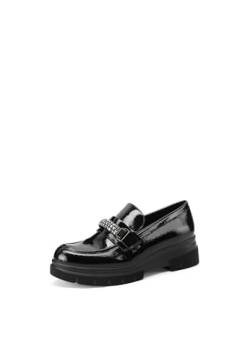 QUEEN HELENA Mokassins mit Schnalle mit Strass Francesine Casual Elegant Damen X31-42, Schwarz , 38 EU von QUEEN HELENA