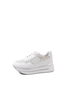 QUEEN HELENA Sneakers Platform Turnschuhe mit Plateau Casual Damen X30-20, Weiß, 40 EU von QUEEN HELENA