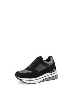 QUEEN HELENA Turnschuhe mit Keilabsatz, Plateau-Sneakers für Damen, X31-22, Schwarz , 40 EU von QUEEN HELENA