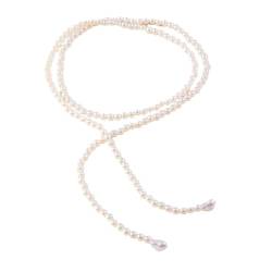 QUEENYARD Stilvolle Halsband Halsketten Verstellbare Choker Halskette Elegante Perlen Halskette Imitation Perle für Frauen und Mädchen, 125 cm , Imitationsperlen, Erstellter Perle von QUEENYARD