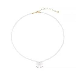 QUEENYARD Stilvolle Halskette mit Schleifen-Anhänger, Choker, elegante Halskette, Imitationsperle, Geschenk für Frauen und Mädchen, 40.7+6cm, Imitationsperlen, Erstellter Perle von QUEENYARD